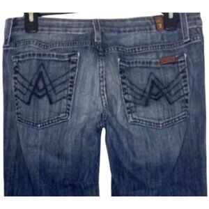 7 For All Mankind Jeans Womens 29 Blue Denim A Pocket Bootcut Stretch Made USA